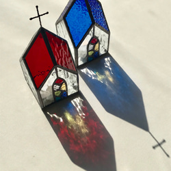 ステンドグラス壁掛け飾り ✨ミモザ色の香水瓶✨ タペストリー・壁掛け