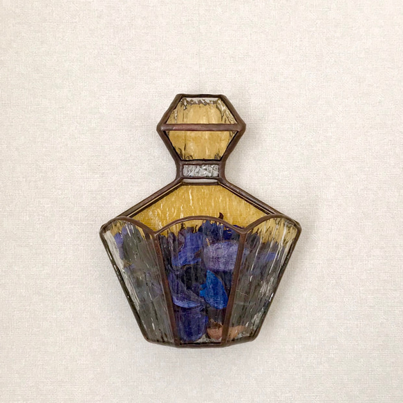 ステンドグラス壁掛け飾り ✨ミモザ色の香水瓶✨ タペストリー・壁掛け