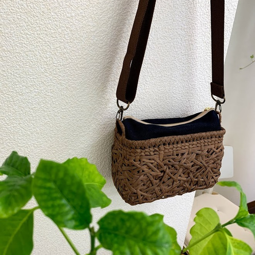 受注生産】山葡萄篭 ファスナーポーチ やたら編み 宮城県産 かご