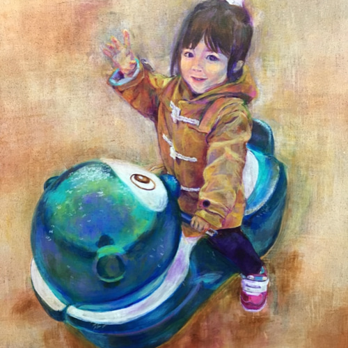 あなたの大切な人、ペットを絵画にします。アクリル画 F0サイズ
