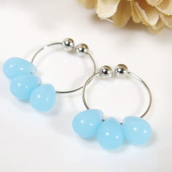 ❤SALE❤*ES18***ドロップ☆イヤリング（ミルキーアクア色） 2枚目の画像