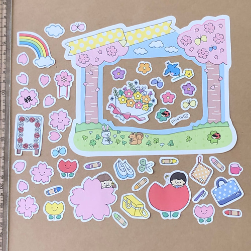 普通紙】春の思い出アルバムフレーク ✎*。幼稚園·保育園の入園