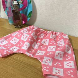 オムツっ子！夏の涼しいパンツ 手ぬぐい ステテコ  ズボン 四角パンダ ピンク 2枚目の画像