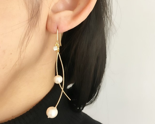 Maruzu様 リクエスト 9点 おまとめ商品 ハンドメイドピアス イヤリング curve×pearl ピアス／イヤリング ピアス（その他） kodemari