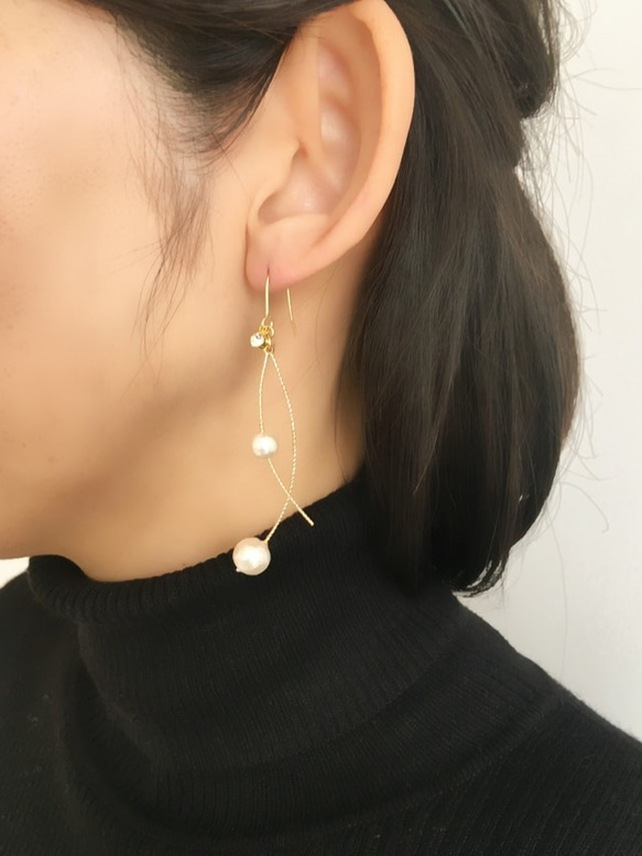 curve×pearl　ピアス／イヤリング 3枚目の画像