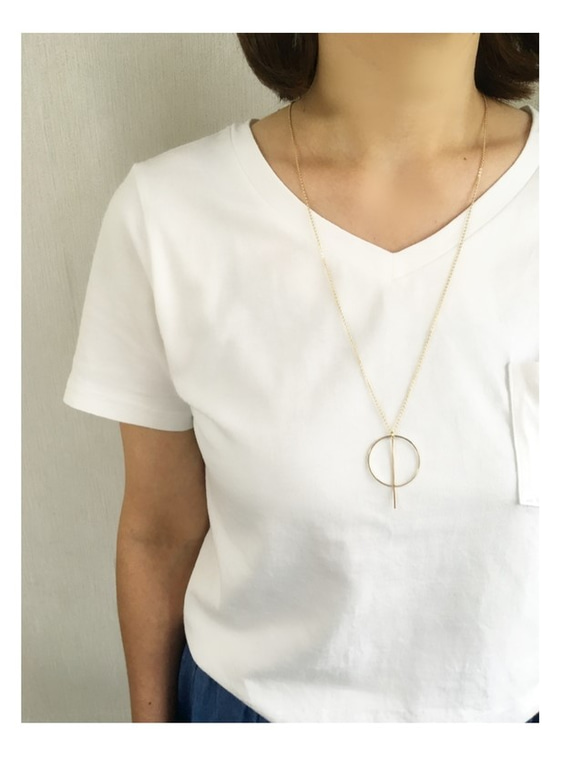 circle×bar　long　necklace 1枚目の画像