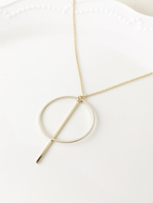 circle×bar　long　necklace 2枚目の画像