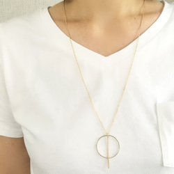 circle×bar　long　necklace 4枚目の画像