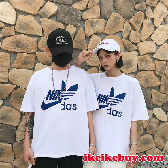 ins風 アディダス ナイキ コラボ Tシャツ 芸能人愛着 ADIDAS NIKE ...