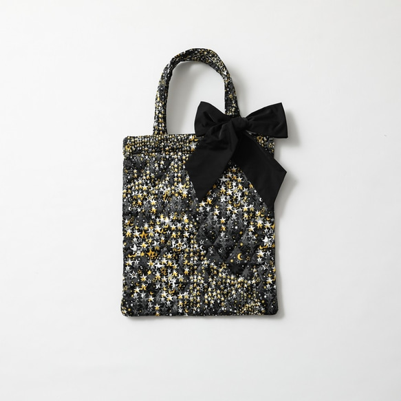 Tote-bag『Fly me to the moon』BLACK×MUSTARD 1枚目の画像