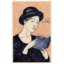 Woman reading a book / 蔵書票 2枚目の画像