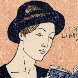 Woman reading a book / 蔵書票 1枚目の画像