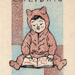 Child reading a picture book / 蔵書票 2枚目の画像