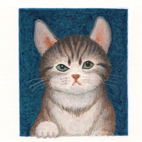 薔薇と仔猫と耳飾りの少女」女性と猫のアクリル画 絵画