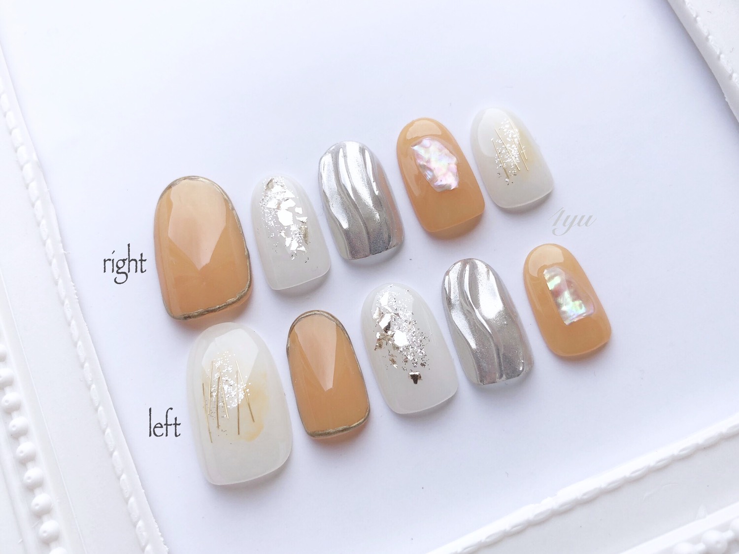 ネイルチップ No.⑮ オレンジニュアンスネイル ネイルチップ（つけ爪