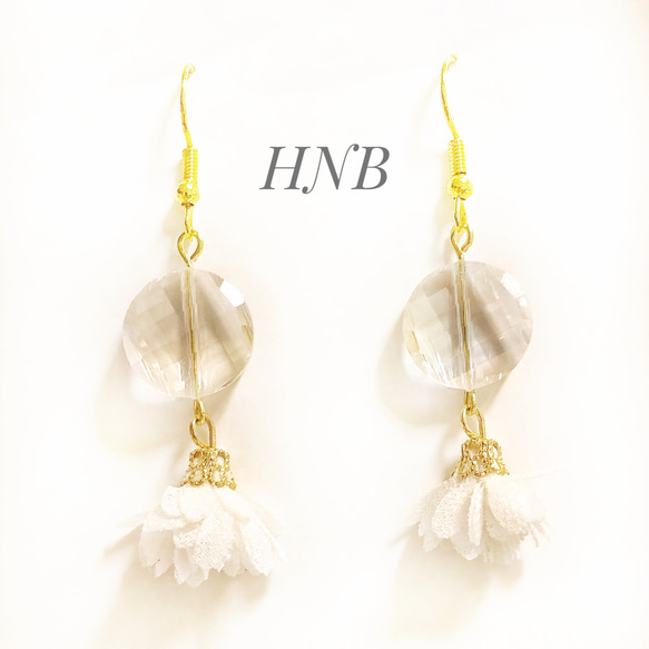 ピアス イヤリング ハンドメイド 花 キラキラ ピアス（フック