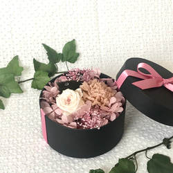 ハートワイヤーバスケット小 プリザーブドフラワー ピンクアレンジ