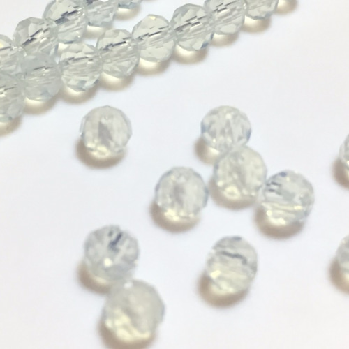 ガラスカットビーズ ボタン ホワイトオパール 4mm 1連(約150粒 