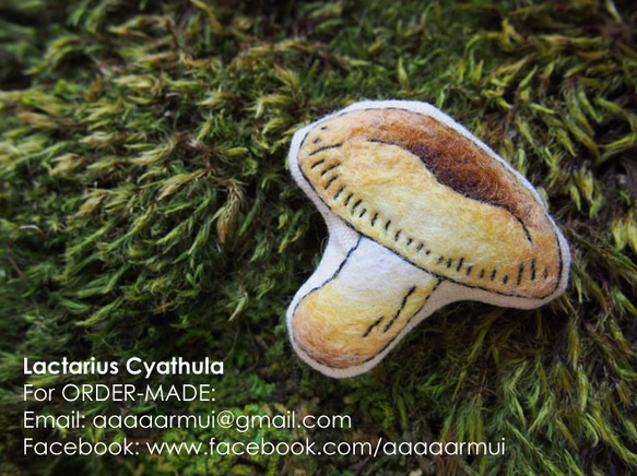 キノコ．フェルトブローチ：Lactarius Cyathula 1枚目の画像