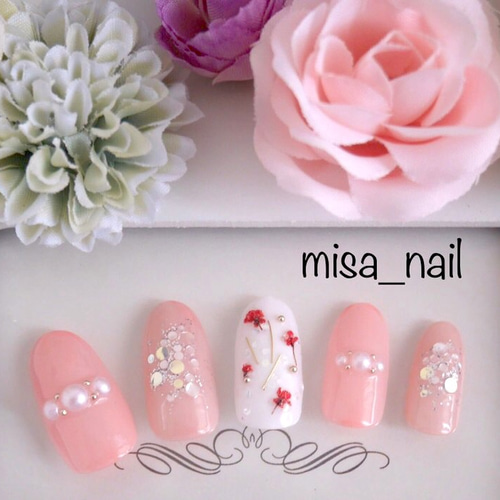 ピンク/ハート❤︎ネイル ネイルチップ(つけ爪) misanail 通販 ピンク/ハート❤︎ネイル ネイルチップ(つけ爪) misanail 通販