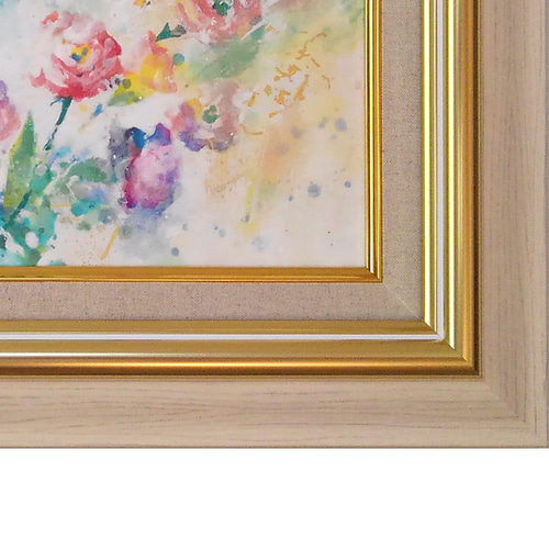 イタリア ミニ額 油彩画油絵 木製 壁掛けアート 花 フラワー