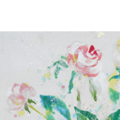 日本画 ｢薔薇｣（絵画、パネルに和紙、岩絵の具、箔） 絵画 Kenro Art 