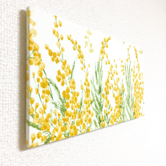 【送料無料】ファブリックパネル  ミモザの花畑small 15×30cm 3枚目の画像