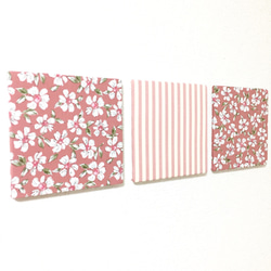 ファブリックパネル ダスティピンク花柄&ストライプ 3枚目の画像