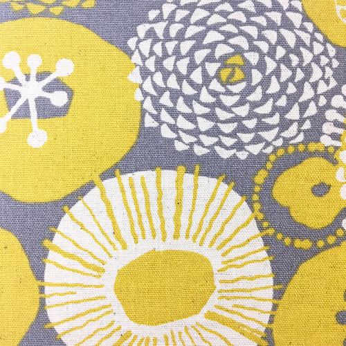 送料無料】ファブリックパネル 北欧フラワーイエロー×グレー 15×15cm 3