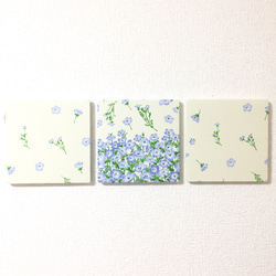 【送料無料】ファブリックパネル ネモフィラの花畑　15×15cm 3枚セット 1枚目の画像