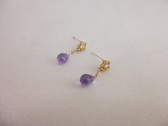 紫水晶單耳環/銀針/ SV925 第2張的照片