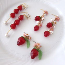 ★2020年新款★草莓和施華洛世奇珍珠耳環 第4張的照片