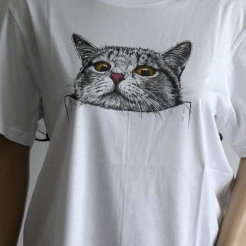 ☆アニマルTシャツ☆ねこTシャツ 猫 ネコ D10 Mサイズ Tシャツ BEACHER 