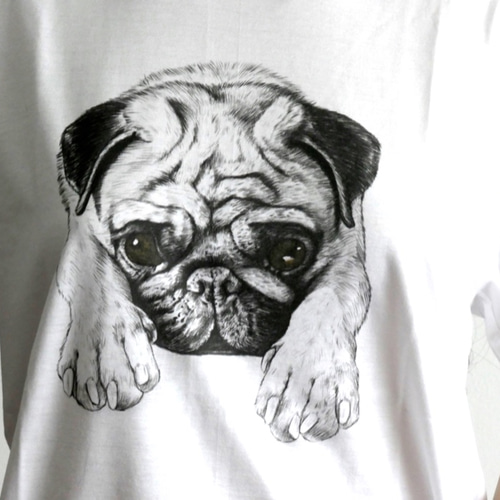 ☆アニマルTシャツ☆犬Tシャツ パグ サイズM D11 Tシャツ