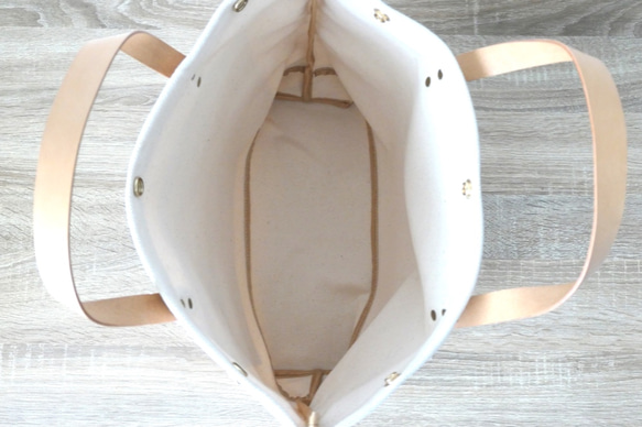 帆布（キャンバス）×イタリア産レザー（本革）のトートバッグ＿ウクレレ 4枚目の画像
