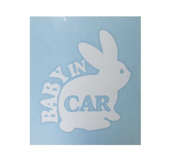 ★BABY IN CAR★ウサギ★白色 2枚目の画像