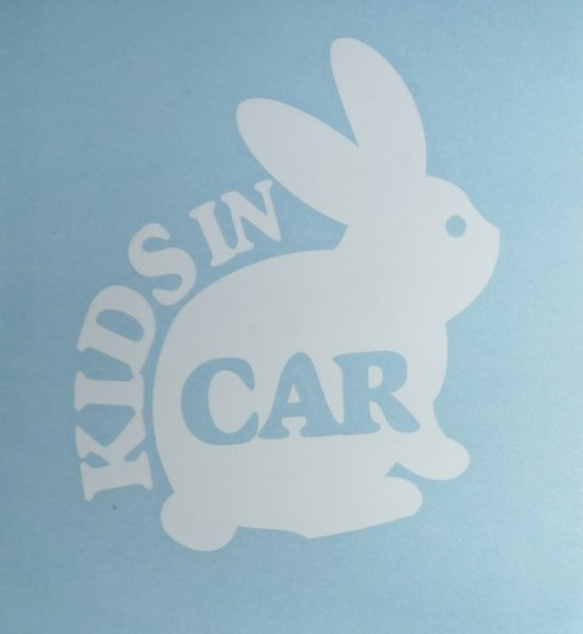 ★KIDS IN CAR★ウサギ★白色 2枚目の画像