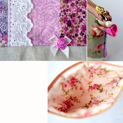●ピンクとパープル＊花柄ロマンチックポーチ● 4枚目の画像