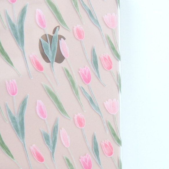 チューリップのスマホケース（クリア）iPhone7/8/SE2/XR/X/XS/11/12/13/14/15/16対応 3枚目の画像