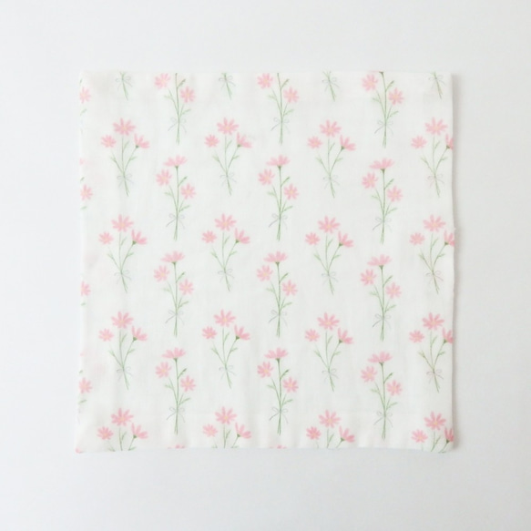 秋冬 コスモスのふわふわガーゼハンカチ 5枚目の画像