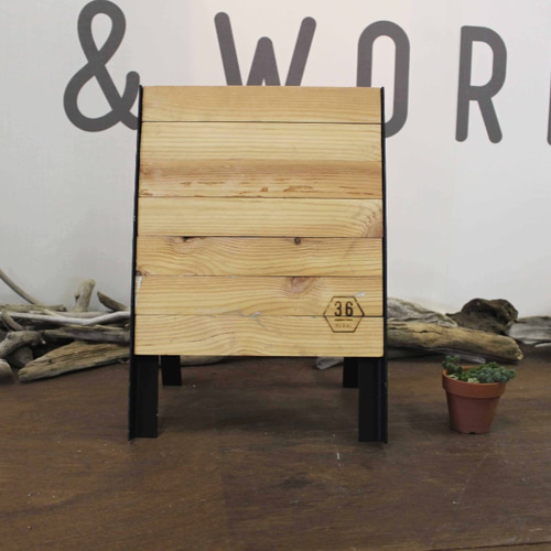 看板の廃材で作った/A型看板/アイアン+木/受注生産/インダストリアル