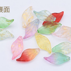 B404-1 60個 チェコガラスチャーム ゴールド 箔入り 花びら 1穴 10×21mm 全12色  3X【20ヶ】 3枚目の画像