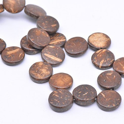 N1529-3 3連 ウッドビーズ コイン型 3×10mm 3X【1連(約40ヶ)】 3枚目の画像