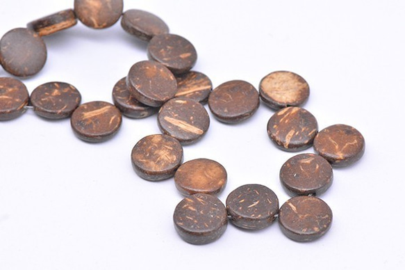 N1529-3 3連 ウッドビーズ コイン型 3×10mm 3X【1連(約40ヶ)】 3枚目の画像