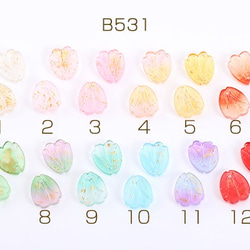 B531-1 60個 チェコガラスチャーム 花びら 1穴 12×14mm 全12色 3X【20ヶ】 1枚目の画像