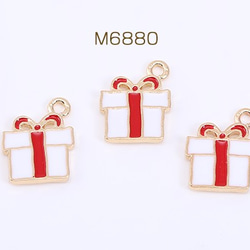 M6880 30個 クリスマスチャーム プレゼントBOX エポ付き 1カン 13×17mm ゴールド 3X【10ヶ】 1枚目の画像