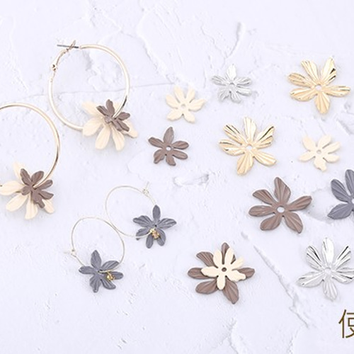 M847-1 24個 メタルフラワーパーツ 塗装 6弁花 1穴 19×19mm 3X