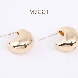 M7321 6個 デザインピアス 月型 9×15mm ゴールド 3X【2ヶ】 1枚目の画像
