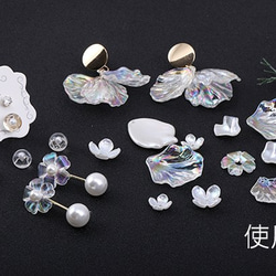 A3131 30個 高品質アクリルパーツアクリル花座フラワー 五弁花穴あり18×18mmクリアＡＢカラー 3×（10ヶ） 4枚目の画像