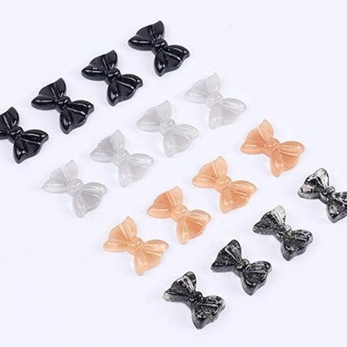 A3347-1 60個 ネイルパーツ 樹脂貼付けパーツ リボン 9×12mm 3